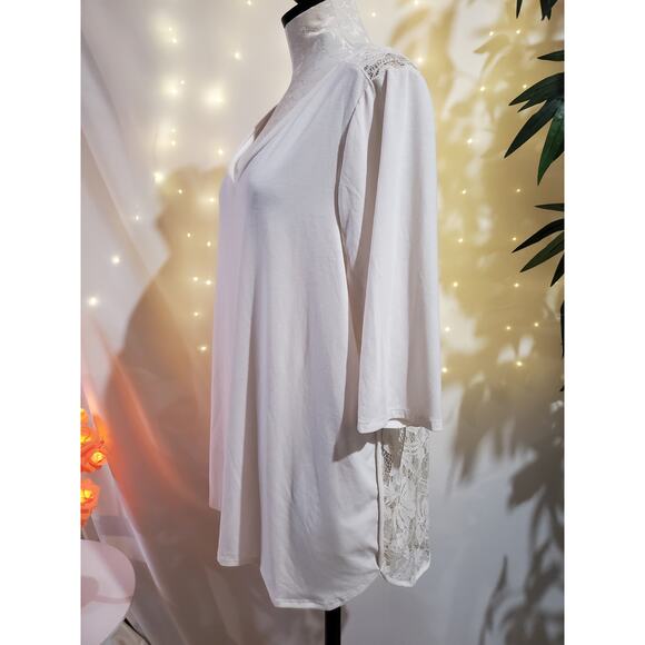 Lane Bryant NWT Lace Back V Neck Cream White Tunic Blouse Womens Plus Size 14/16 - Picture 5 of 11